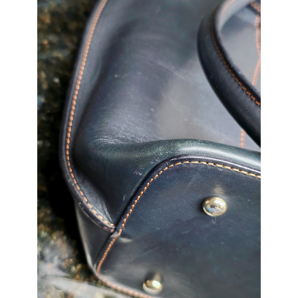 Dooney & Bourke Alto Small Stitched Pocket Tote Navy Blue Leather Italian Bag - Picture 12 of 16